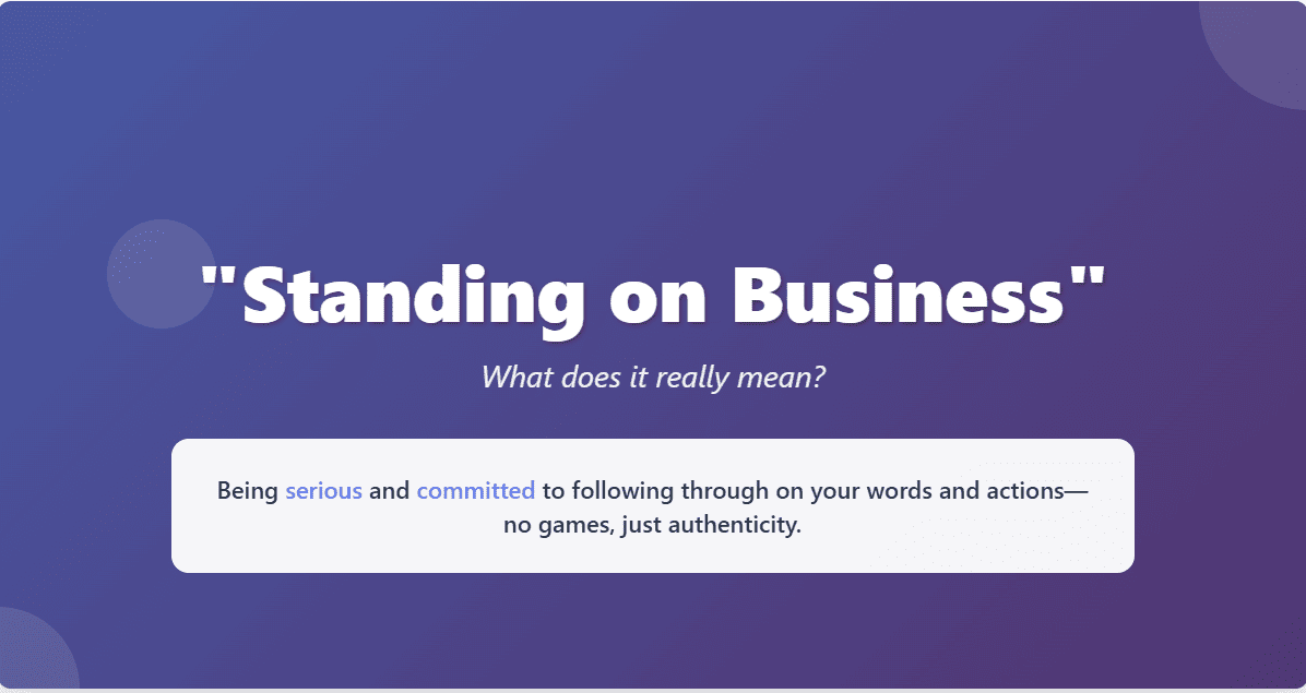 standing on business meaning